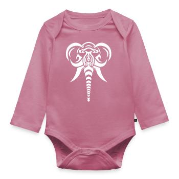 Éléphant blanc - Body Bébé bio manches longues - mauve - Devant