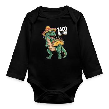 Taco trifft Dino - Baby Bio-Langarm-Body - Schwarz - Vorne