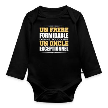 un Oncle exceptionnel cadeau pour Frère - Body Bébé bio manches longues - noir - Devant