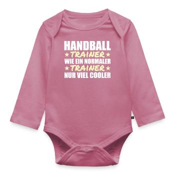 Handball coaches are much cooler - Organic Longsleeve Baby Bodysuit - mauve - Front