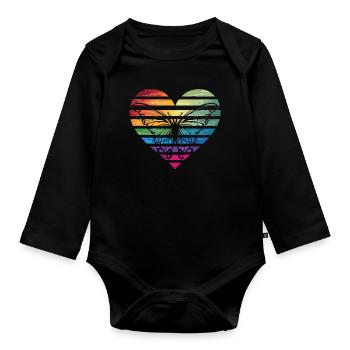 Freiheit im Herz mit Schmetterling - Baby Bio-Langarm-Body - Schwarz - Vorne