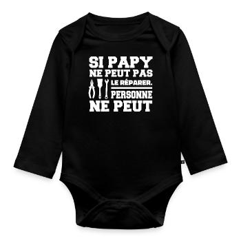 Opa - wenn Opa es nicht reparieren kann - Baby Bio-Langarm-Body - Schwarz - Vorne
