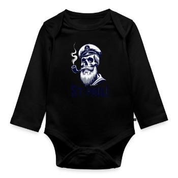 St.Pauli Kiez Hamburg Totenkopf Sankt Pauli - Organic Longsleeve Baby Bodysuit - black - Front