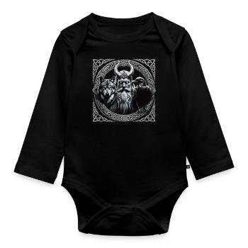 Odin Wikinger Valhalla Vikinger Hammer Thor Odin - Baby Bio-Langarm-Body - Schwarz - Vorne