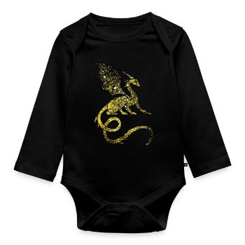 Dragon médiéval cosmique - Body Bébé bio manches longues - noir - Devant