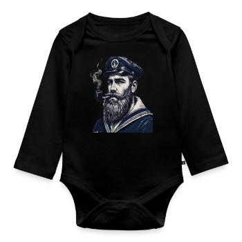 Capitaine Hambourg St Pauli Crâne de la ville hanséatique - Body Bébé bio manches longues - noir - Devant