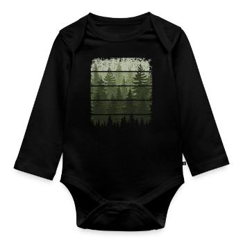 Trees Wildlife Nature Lover Forest Outdoor - Organic Longsleeve Baby Bodysuit - black - Front