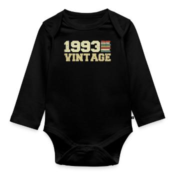 1993 Geburtstagsgeschenk 1993 Jahrgang 1993 Geschenk - Baby Bio-Langarm-Body - Schwarz - Vorne
