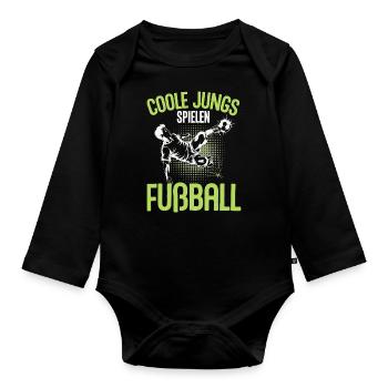 Garçons cool jouant au football - Design dynamique - Body Bébé bio manches longues - noir - Devant