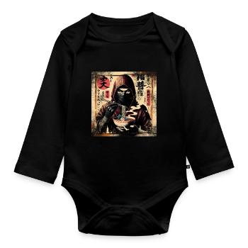 Ramen Ninja Grunge Poster Style - Organic Longsleeve Baby Bodysuit - black - Front