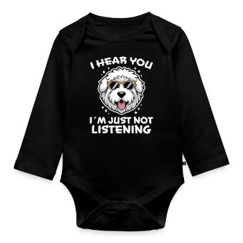 Old English Sheepdog Spruch Witz Sheepdog Geschenk - Baby Bio-Langarm-Body - Schwarz - Vorne