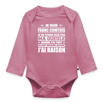 Franc comtois Ich halte meinen Mund nicht zu frank comté - Baby Bio-Langarm-Body - Mauve - Vorne