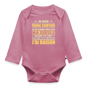 Franc comtois je ferme pas ma gueule franche comté - Body Bébé bio manches longues - mauve - Devant