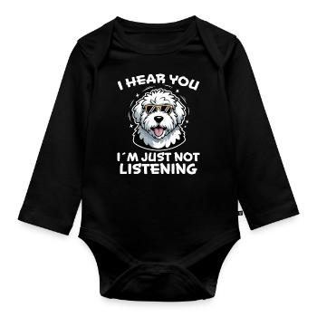 Old English Sheepdog Spruch Witz Sheepdog Geschenk - Baby Bio-Langarm-Body - Schwarz - Vorne