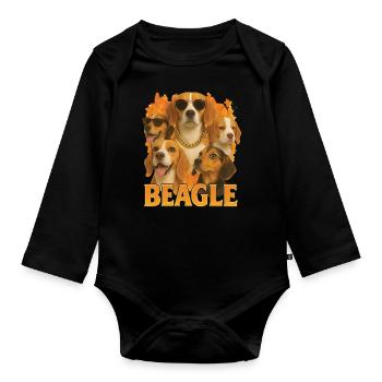 Beagle - Baby Bio-Langarm-Body - Schwarz - Vorne