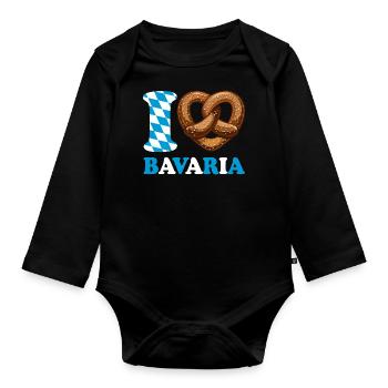 J’aime le bretzel de Bavière - Coeur - Dire - Body Bébé bio manches longues - noir - Devant