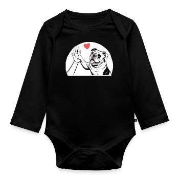 Englische Bulldogge - Baby Bio-Langarm-Body - Schwarz - Vorne