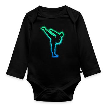 Taekwondo Arts Martiaux Hommes Enfants Karaté Garçons - Body Bébé bio manches longues - noir - Devant