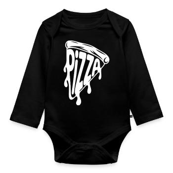 Pizza - Funny Pizza Quote Tshirt - Organic Longsleeve Baby Bodysuit - black - Front