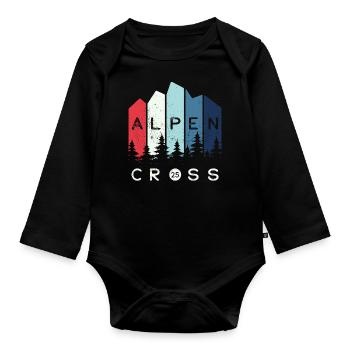 Alpen Cross 2025 - Fahrrad Wandern Routen - Baby Bio-Langarm-Body - Schwarz - Vorne