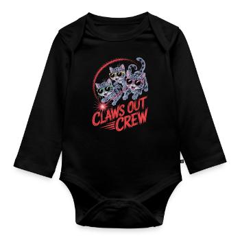 Claws Out – pure cat power - Organic Longsleeve Baby Bodysuit - black - Front