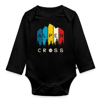 Alpen Cross 2025 - Fahrrad Wandern Routen - Baby Bio-Langarm-Body - Schwarz - Vorne
