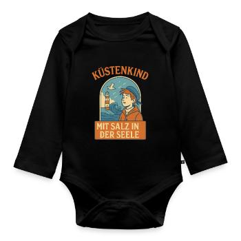 Kuestenkind- mit Salz in der Seele - Baby Bio-Langarm-Body - Schwarz - Vorne