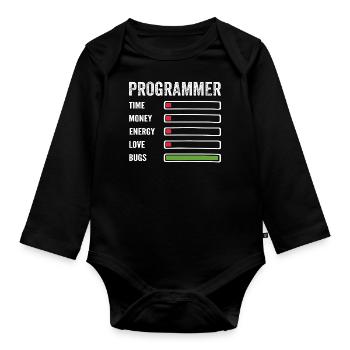 développeur humour programmeur codeur code - Body Bébé bio manches longues - noir - Devant