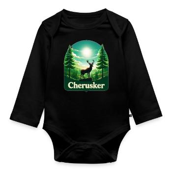 Cherusci – Fierté des bois - Body Bébé bio manches longues - noir - Devant