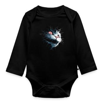 Torn Cheshire Cat – Dark Nightmare Gaze - Organic Longsleeve Baby Bodysuit - black - Front