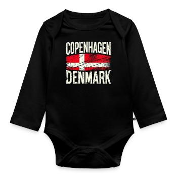 Copenhague Danemark Drapeau - Body Bébé bio manches longues - noir - Devant