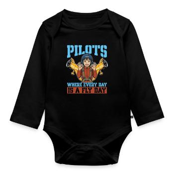 Aerobatic Pilots Where Everyday Is Paragliding - Baby Bio-Langarm-Body - Schwarz - Vorne