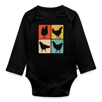 Chicken Farmer Farming Farm Chicken Lover - Organic Longsleeve Baby Bodysuit - black - Front