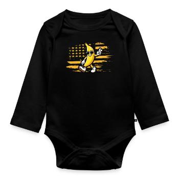 Banana Squad - Banana Squad - Banana - Organic Longsleeve Baby Bodysuit - black - Front