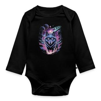 Mystischer Wolf - Baby Bio-Langarm-Body - Schwarz - Vorne
