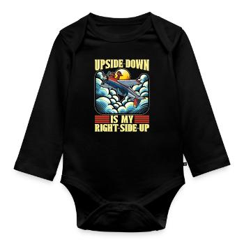 Aerobatic Pilot Upside-Down Is My Right RC Pilot - Baby Bio-Langarm-Body - Schwarz - Vorne