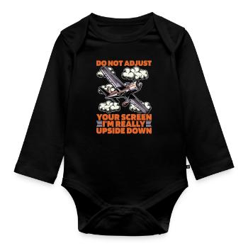 Aerobatic Pilot Do Not Adjust Your Screen Aviation - Baby Bio-Langarm-Body - Schwarz - Vorne