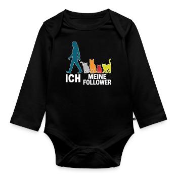 Moi et mes abonnés – Cat Humor Design - Body Bébé bio manches longues - noir - Devant