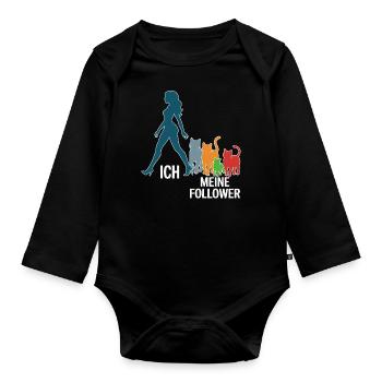 Moi et mes abonnés – Cat Humor Design - Body Bébé bio manches longues - noir - Devant