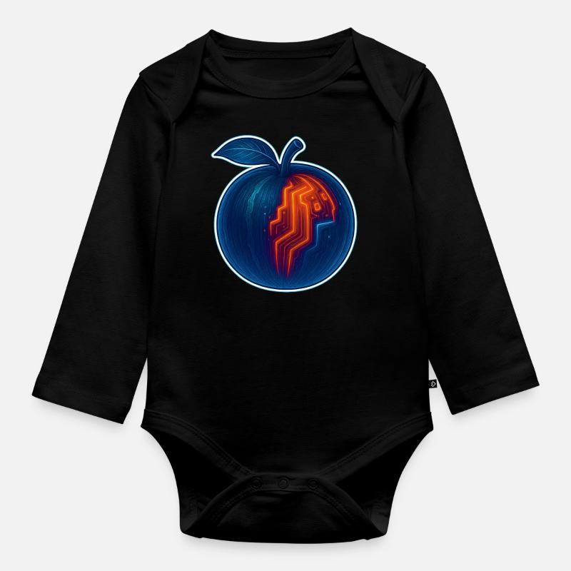 Melone Cyberpunk Design | Neon Fruit Look - Baby Bio-Langarm-Body - Schwarz