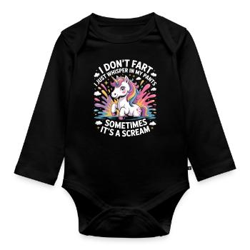 Drôle de Licorne Pet Chemise - Licorne avec dicton - Body Bébé bio manches longues - noir - Devant