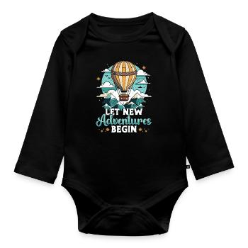 Hot Air Ballooning Let New Adventures Ballooning - Organic Longsleeve Baby Bodysuit - black - Front