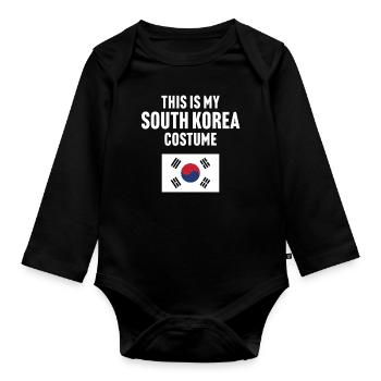 Das ist mein Südkorea Kostüm - Baby Bio-Langarm-Body - Schwarz - Vorne