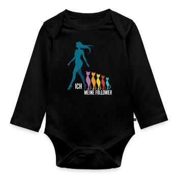Moi et mes abonnés – Cat Humor Design - Body Bébé bio manches longues - noir - Devant