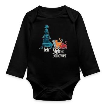 Me & My Followers – Cat Humor Design - Organic Longsleeve Baby Bodysuit - black - Front