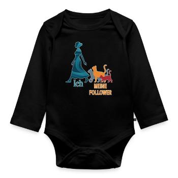 Ich & meine Follower – Katzenhumor Design - Baby Bio-Langarm-Body - Schwarz - Vorne