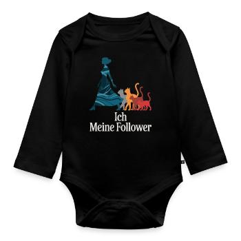 Moi et mes abonnés – Cat Humor Design - Body Bébé bio manches longues - noir - Devant