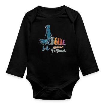 Ich & meine Follower – Katzenhumor Design - Baby Bio-Langarm-Body - Schwarz - Vorne