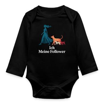 Me & My Followers – Dog Humor Design - Organic Longsleeve Baby Bodysuit - black - Front