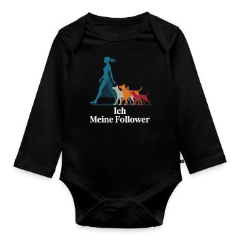 Me & My Followers – Dog Humor Design - Organic Longsleeve Baby Bodysuit - black - Front